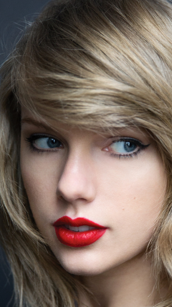 Download mobile wallpaper Music, Singer, Blonde, Face, Blue Eyes, American, Taylor Swift, Lipstick for free.