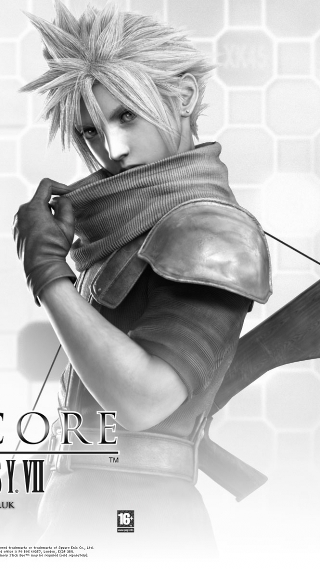 video game, crisis core: final fantasy vii, black & white, cloud strife, final fantasy