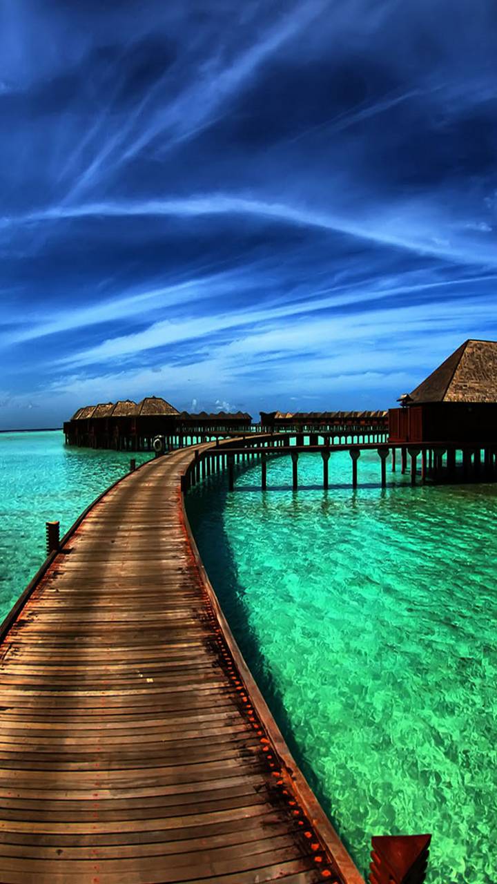 Download mobile wallpaper Pier, Tropical, Resort, Bungalow, Man Made for free.