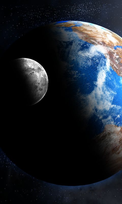 Download mobile wallpaper Sun, Stars, Moon, Earth, Space, Planet, From Space for free.