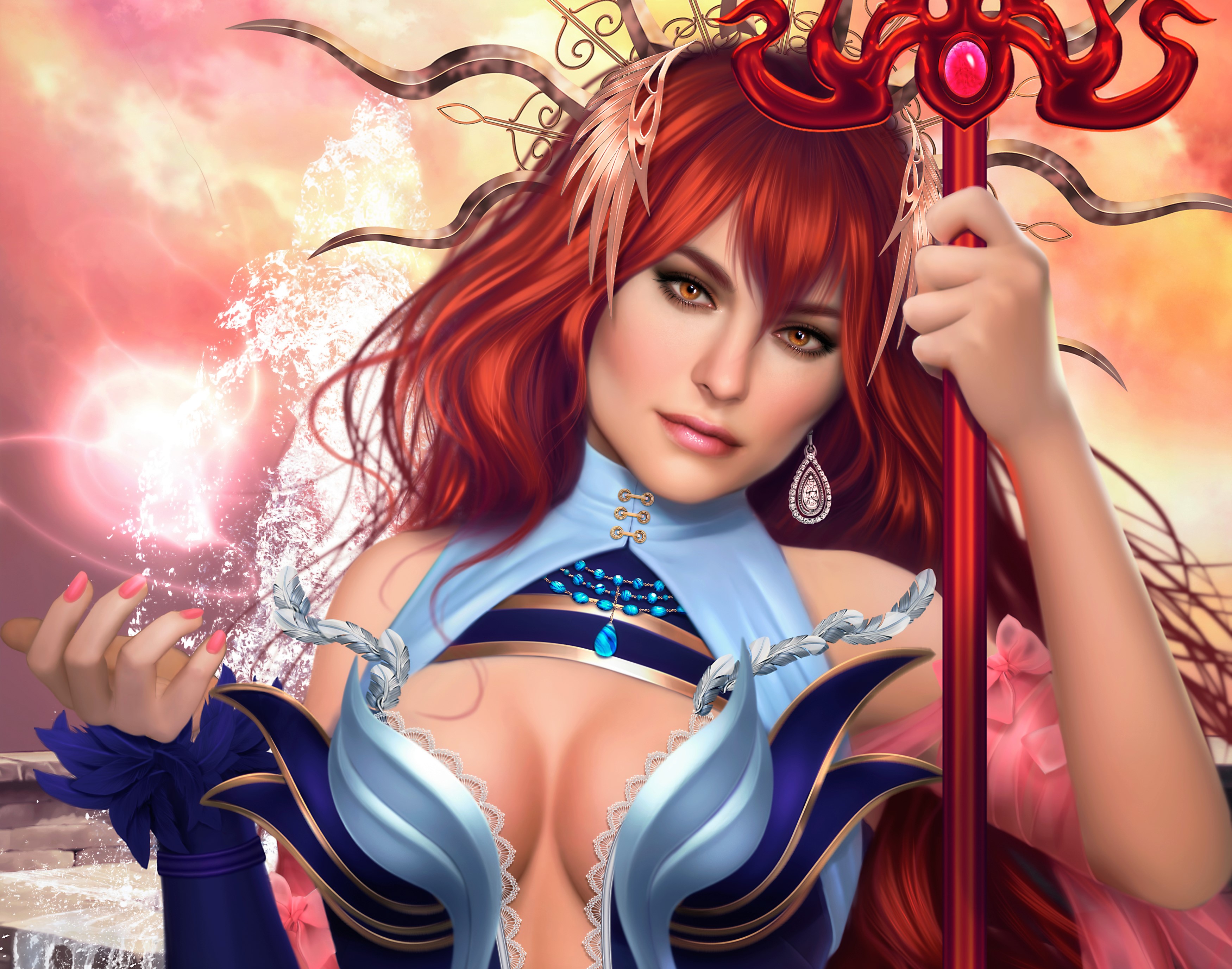 Free download wallpaper Magic, Fantasy, Redhead, Women on your PC desktop