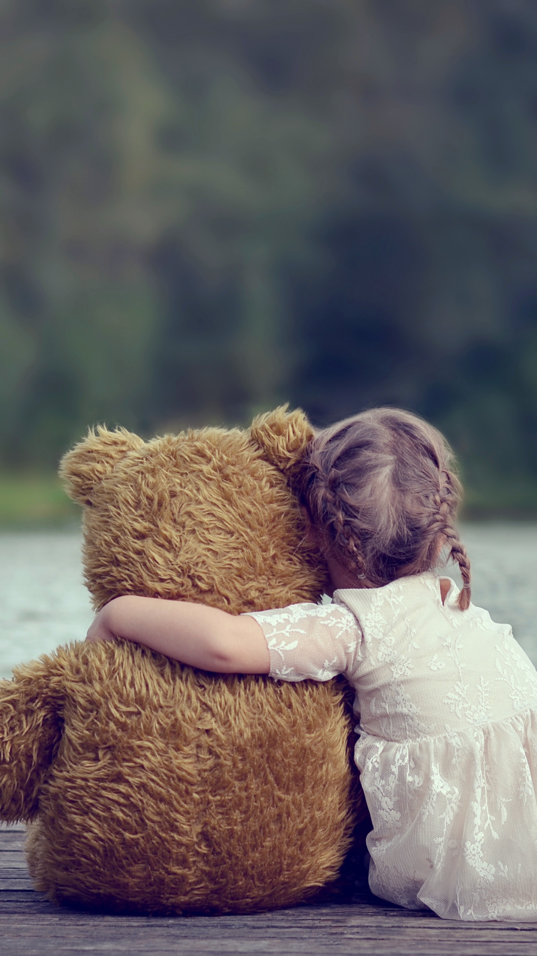 Download mobile wallpaper Landscape, Teddy Bear, Child, Photography for free.