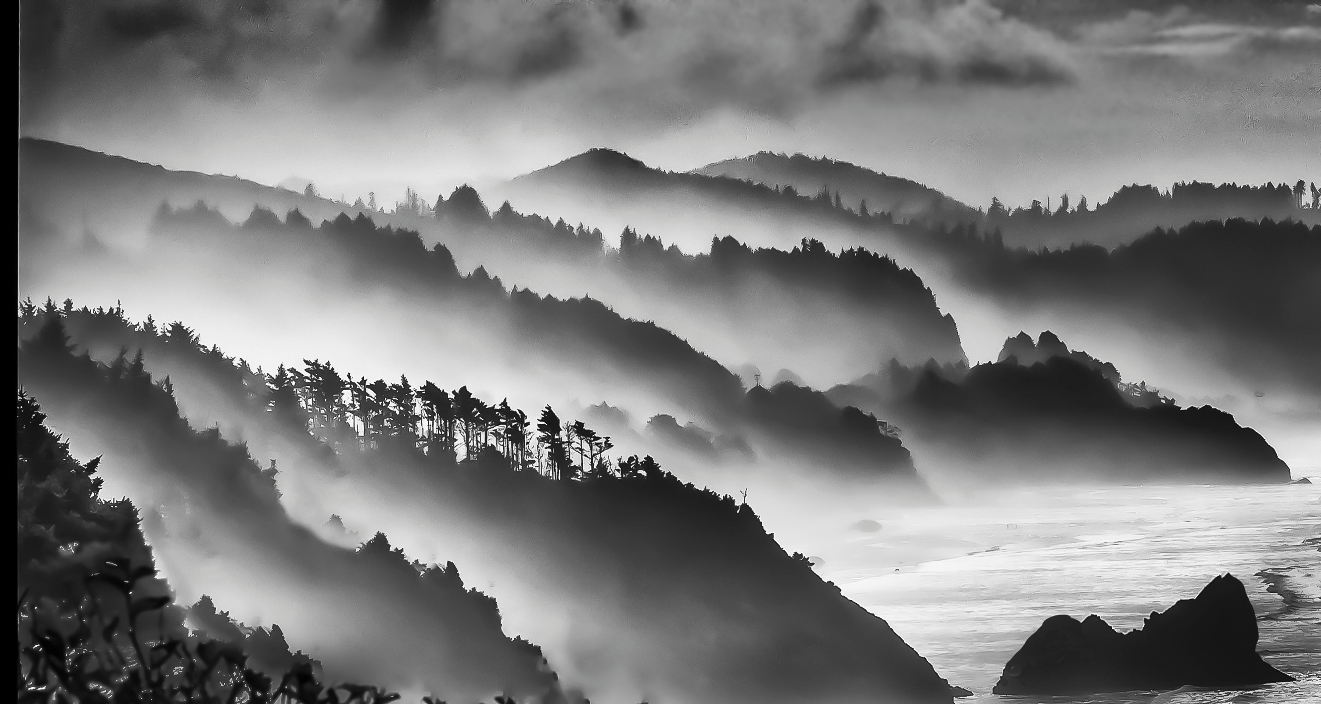 Handy-Wallpaper Gebirge, Schwarz Weiss, Erde/natur kostenlos herunterladen.