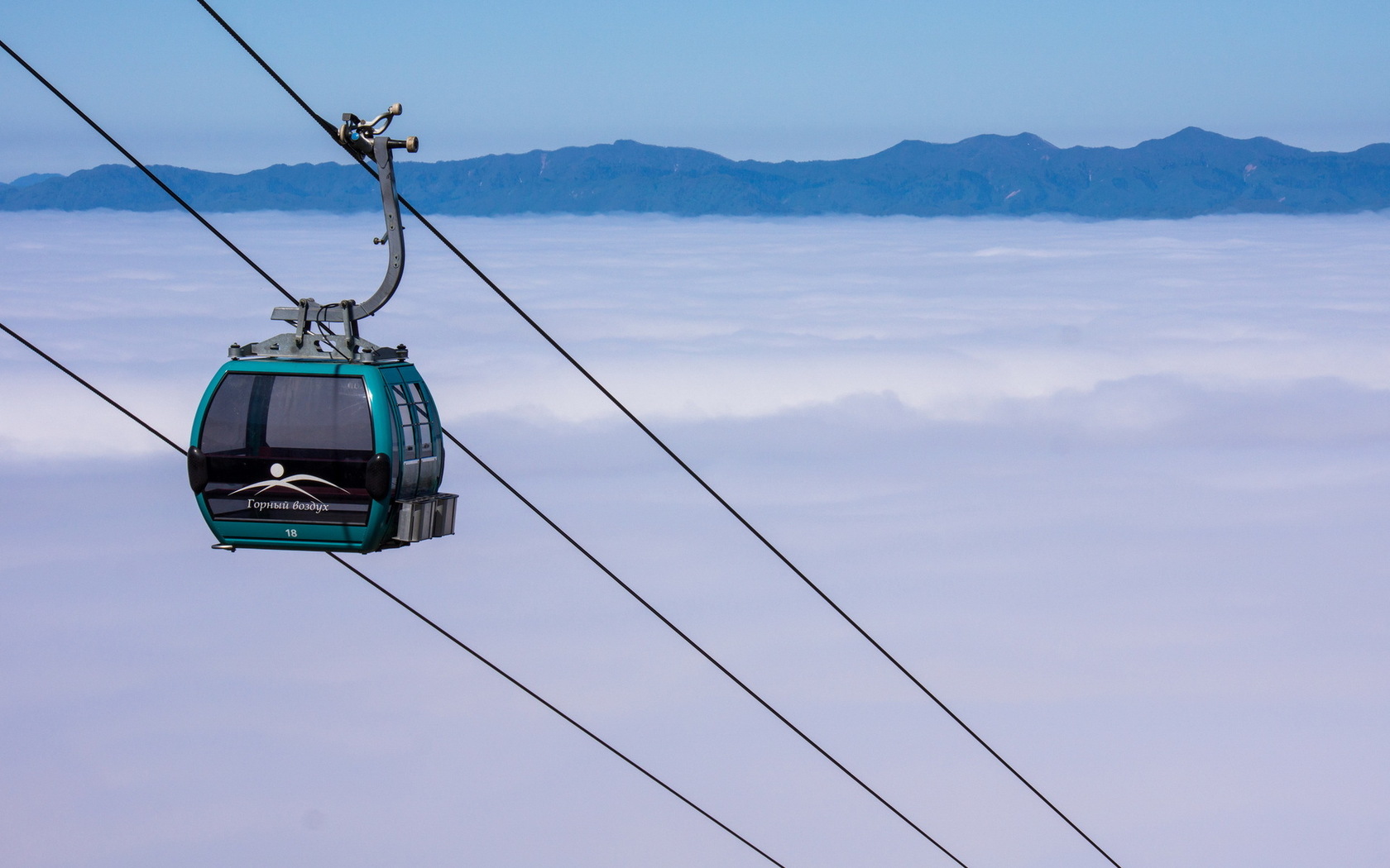 vehicles, cable car, cloud, fog, mountain, tram