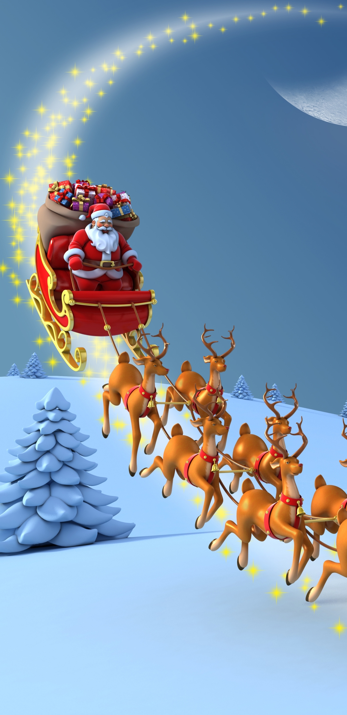 Descarga gratuita de fondo de pantalla para móvil de Navidad, Día Festivo, Trineo, Papa Noel, Reno.