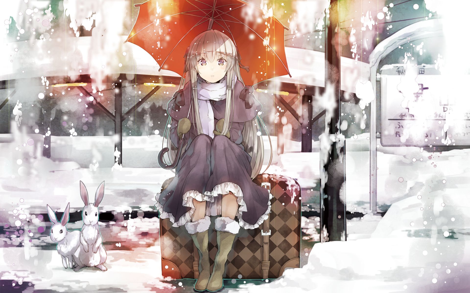 781465 descargar imagen animado, yosuga no sora, nieve, sora kasugano, paraguas, invierno: fondos de pantalla y protectores de pantalla gratis