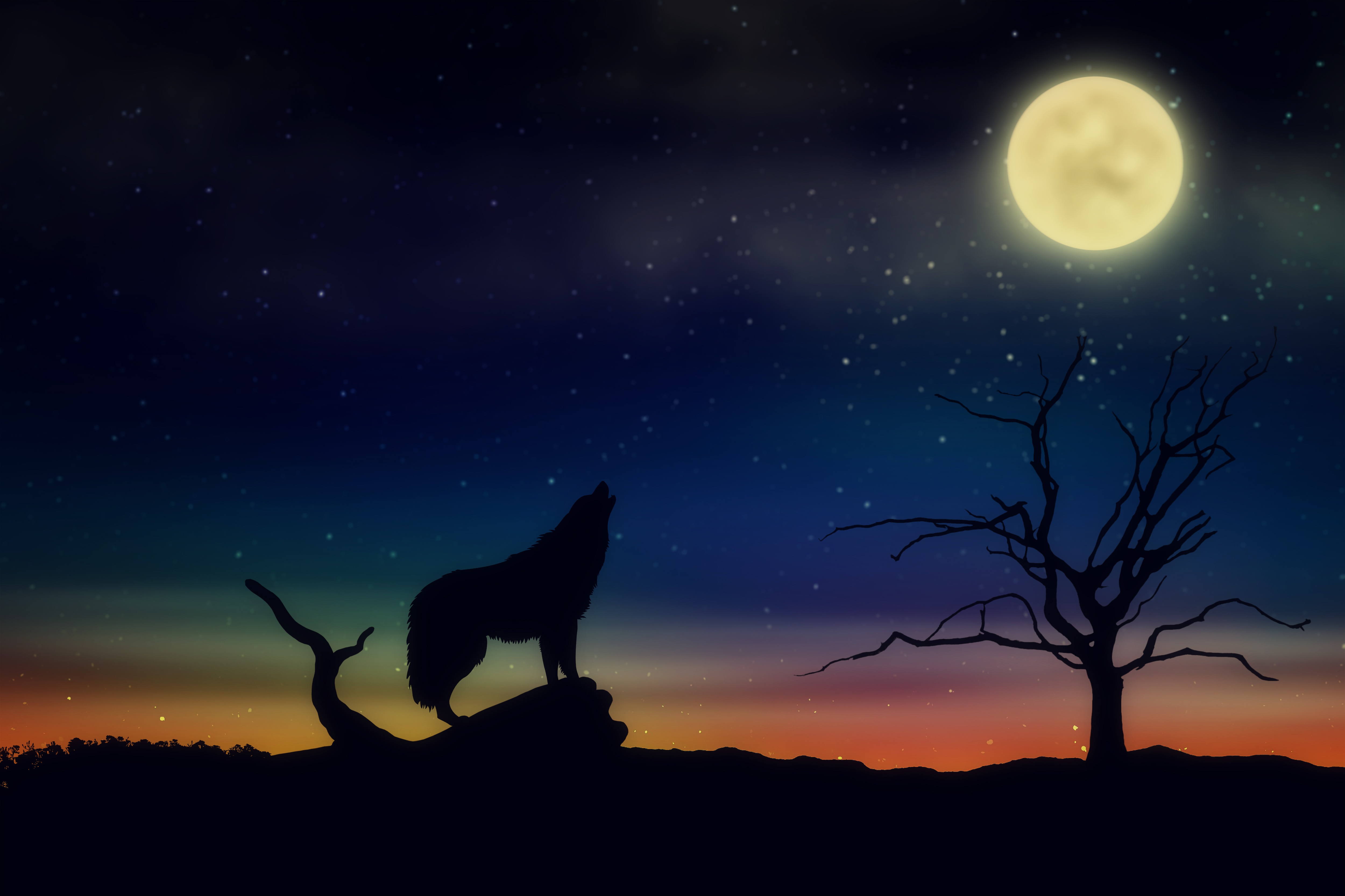 Laden Sie das Fantasie, Mond, Wolf, Heulen, Fantasietiere-Bild kostenlos auf Ihren PC-Desktop herunter