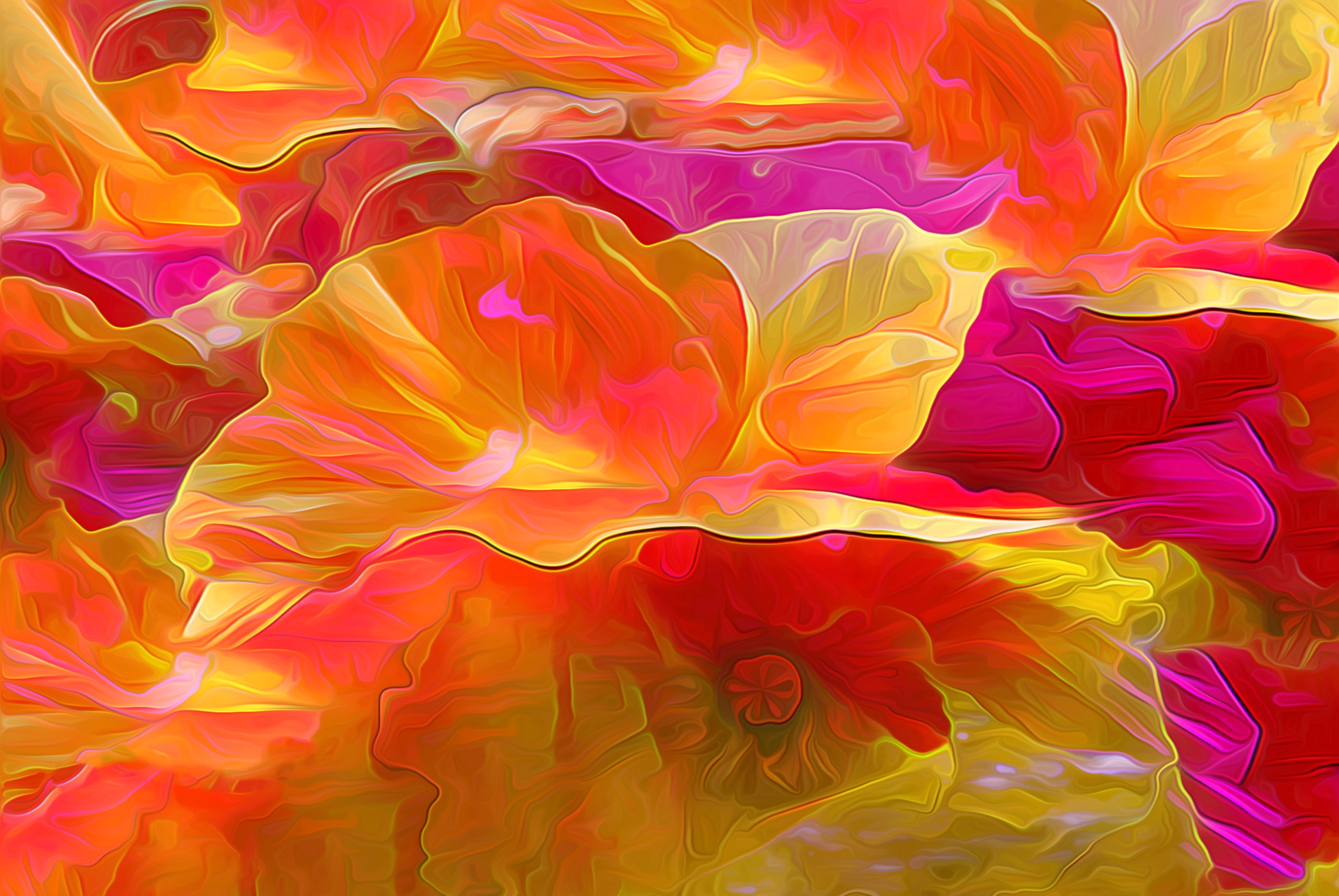 Téléchargez gratuitement l'image Fleur, Peinture, Artistique, Couleur Orange) sur le bureau de votre PC