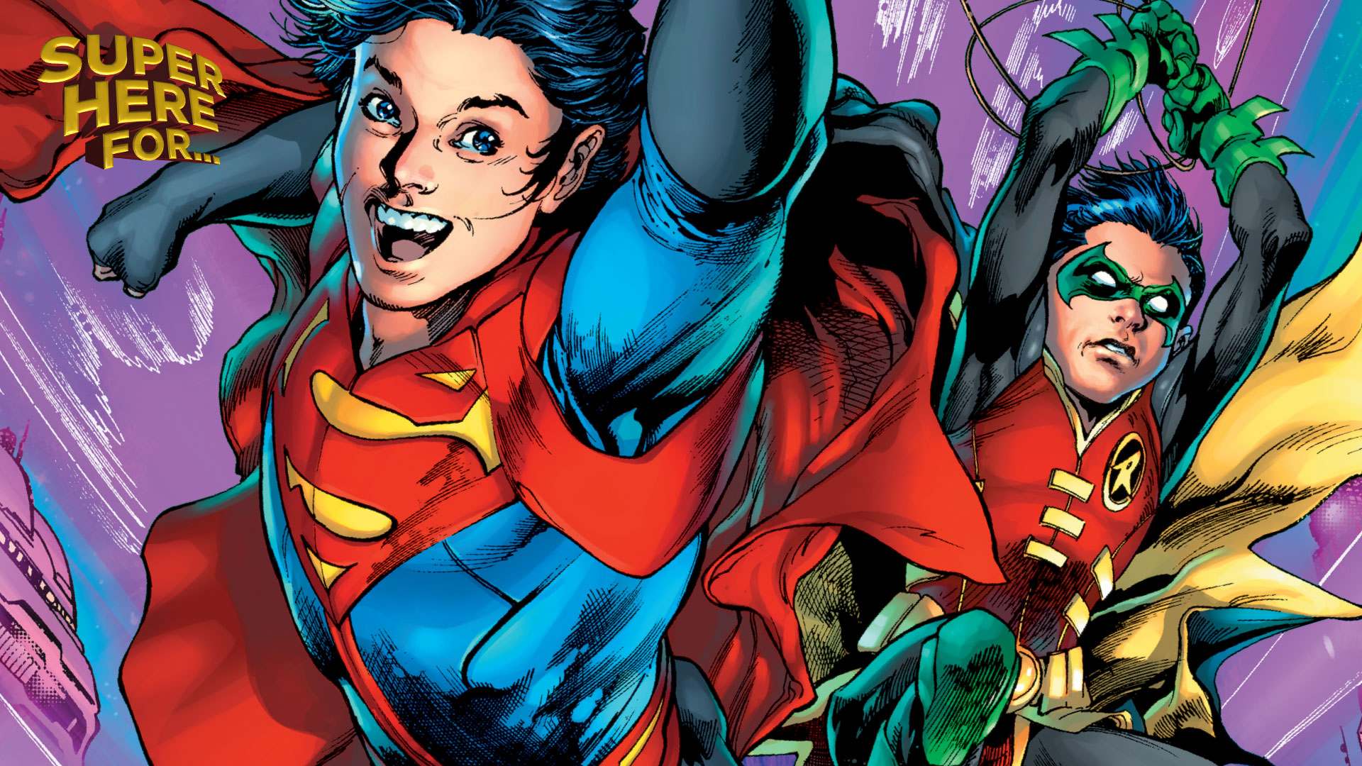 Скачать обои бесплатно Комиксы, Комиксы Dc, Супермен, Робин (Комиксы Dc), Дэмиэн Уэйн, Супер Мальчик, Джон Кент картинка на рабочий стол ПК