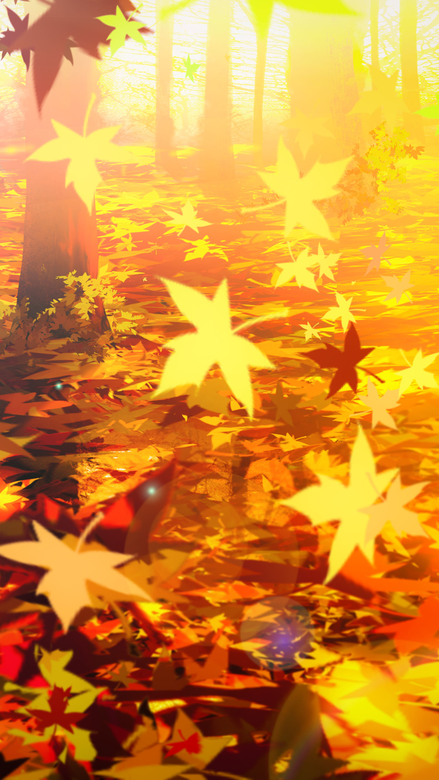 Download mobile wallpaper Anime, Nature, Leaf, Fall for free.