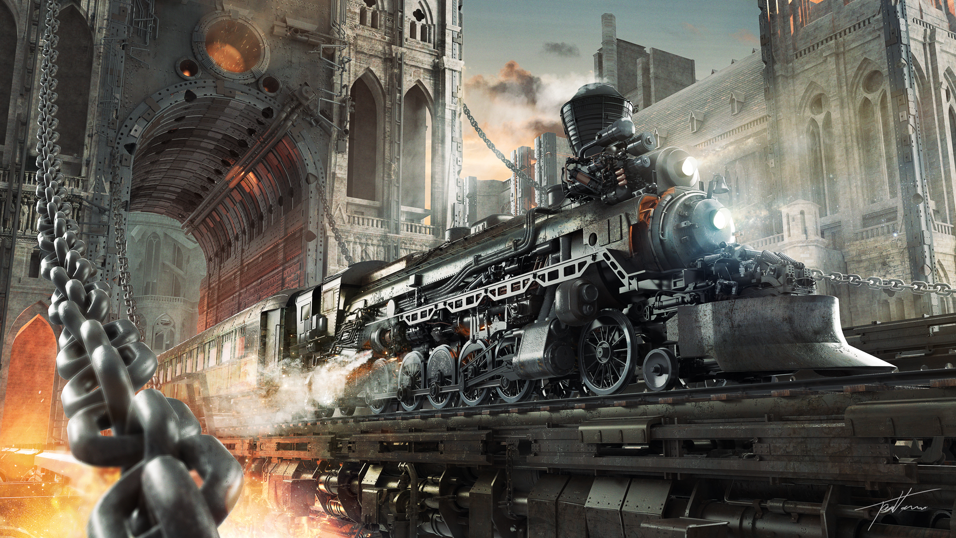 Download mobile wallpaper Sci Fi, Train, Steampunk for free.