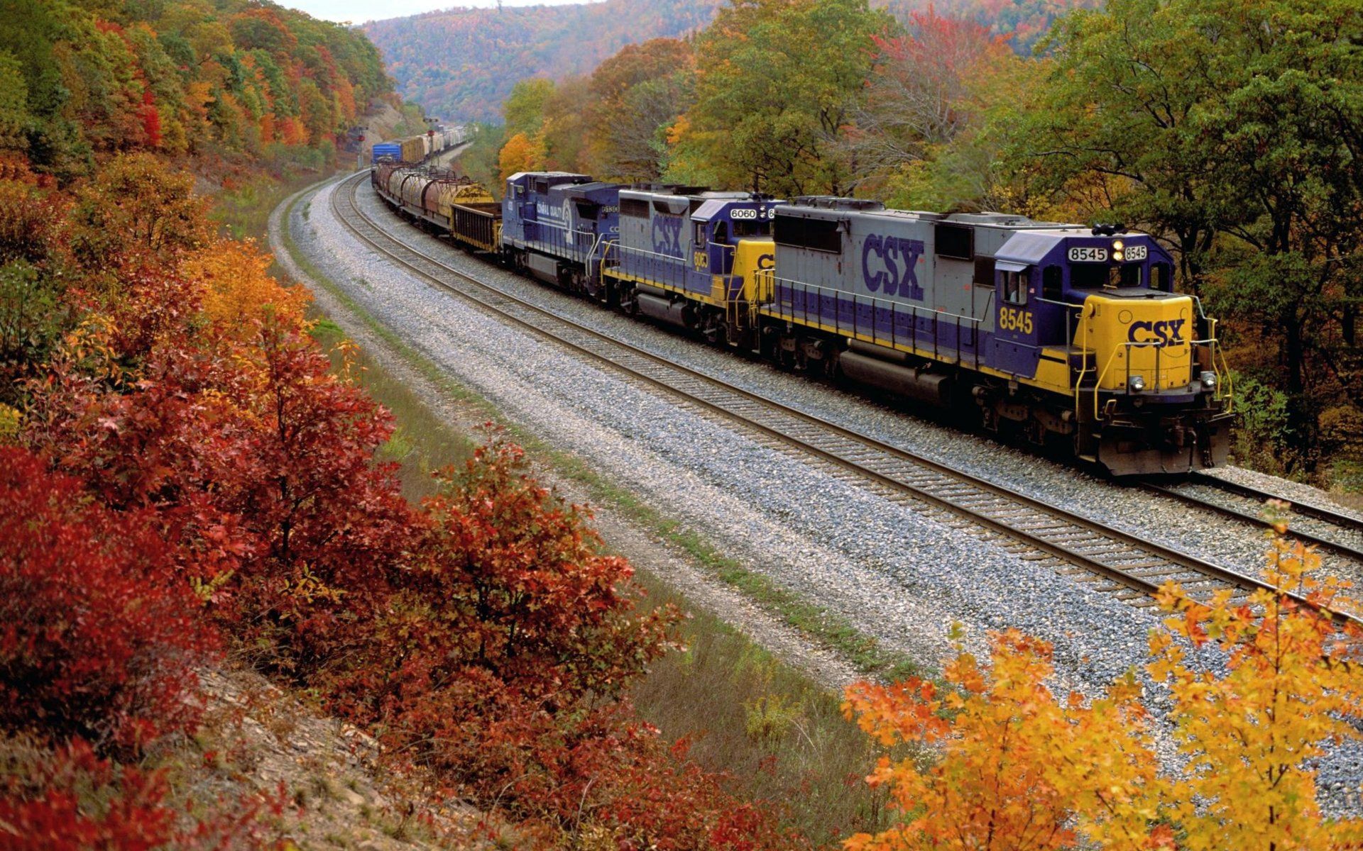90170画像をダウンロード電車, 自然, 秋, 列車, トラフィック, 運動-壁紙とスクリーンセーバーを無料で