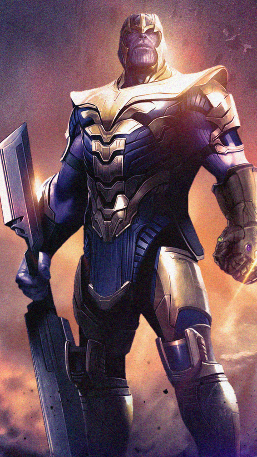 thanos, avengers endgame, movie, armor, sword, infinity gauntlet, the avengers