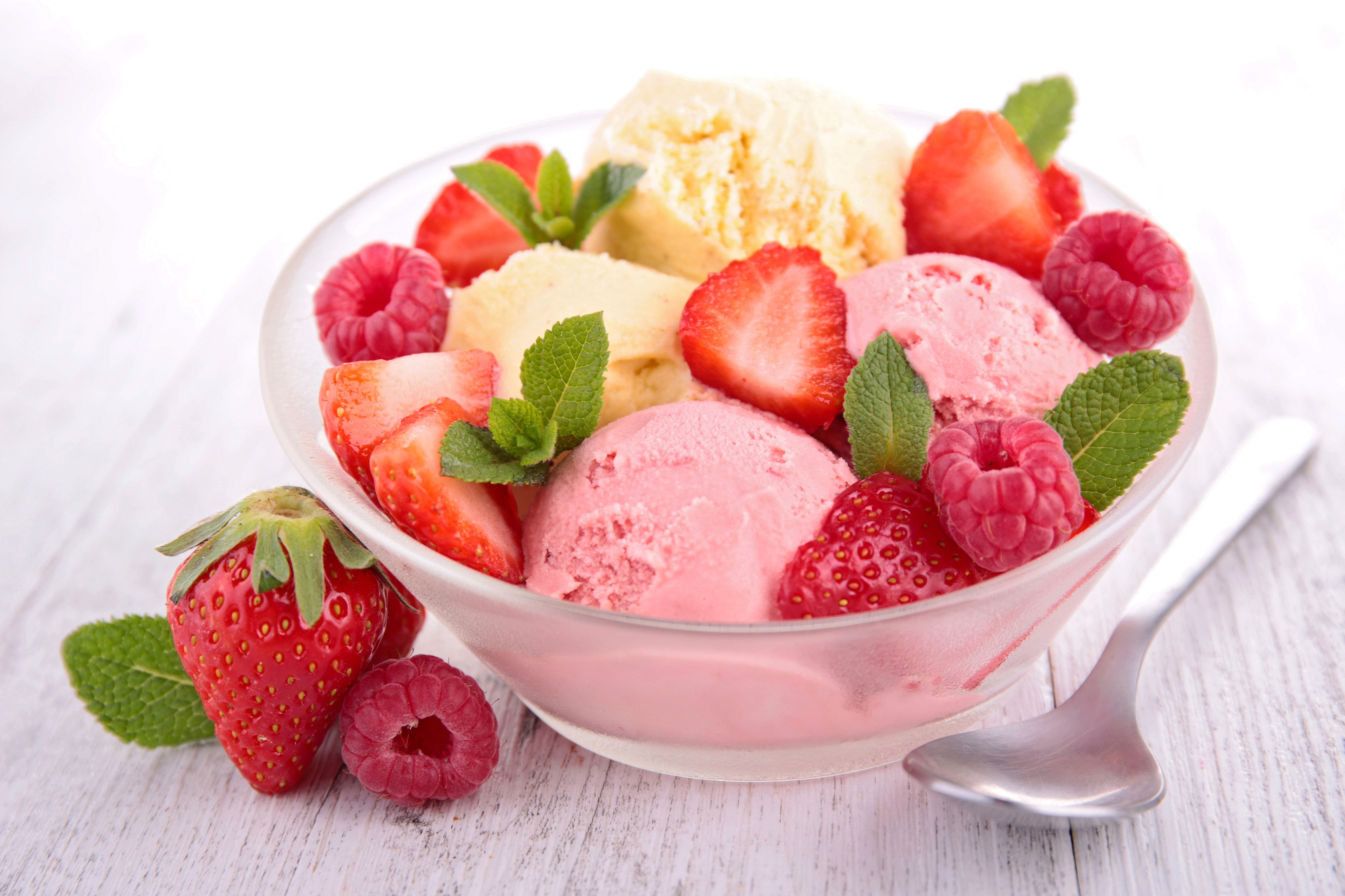Download mobile wallpaper Food, Strawberry, Raspberry, Ice Cream, Berry, Fruit for free.