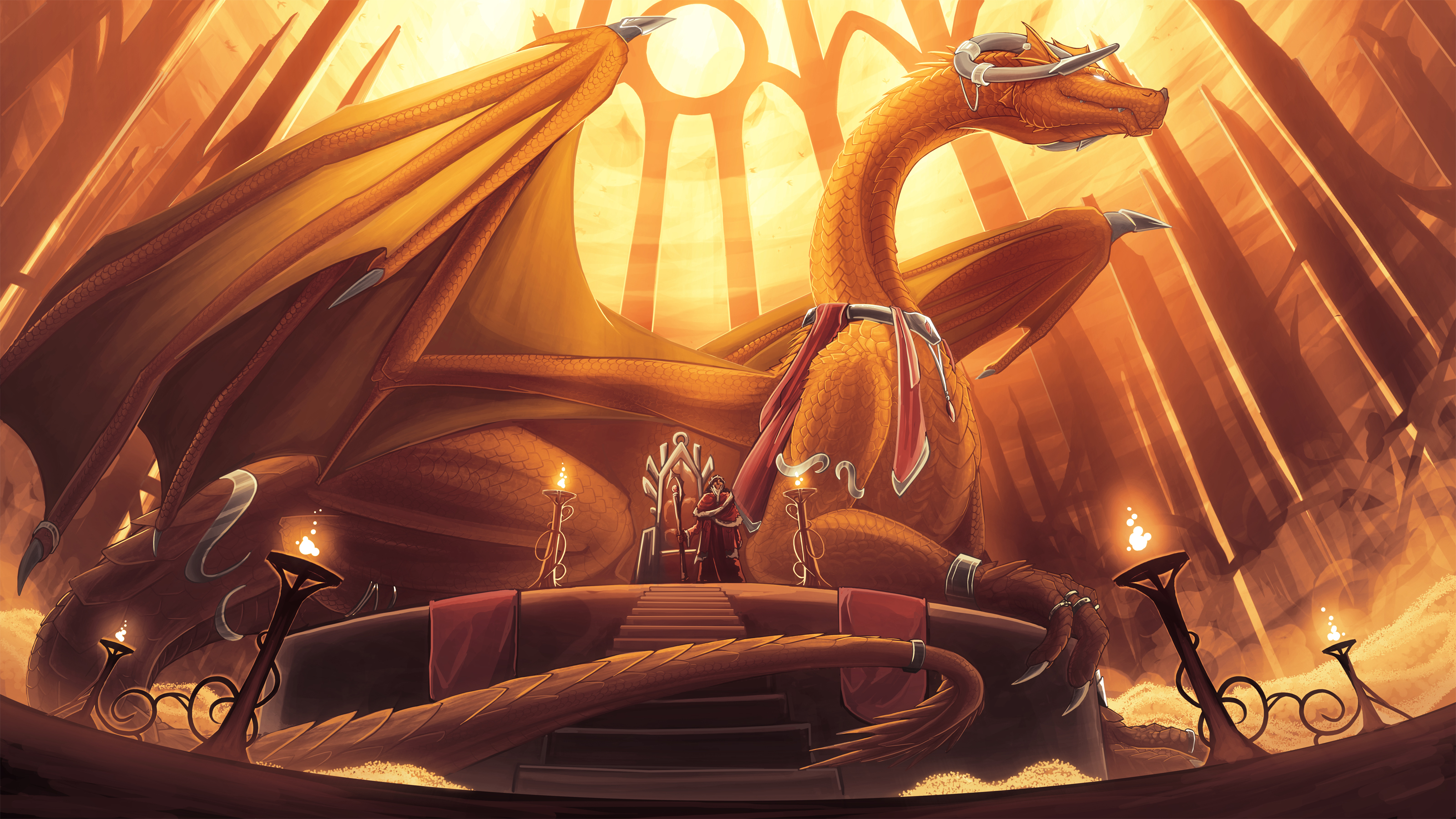 fantasy, dragon, throne