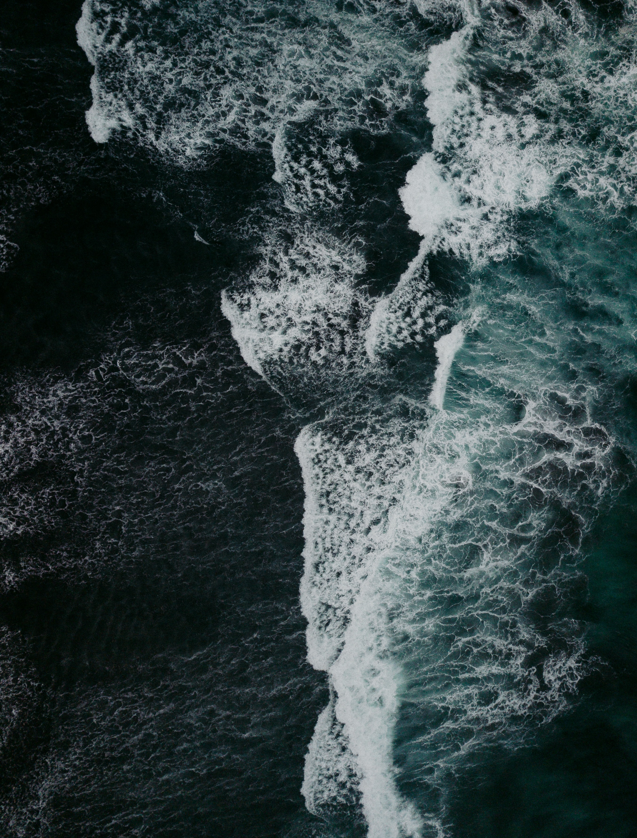 waves, storm, nature, view from above, foam Full HD