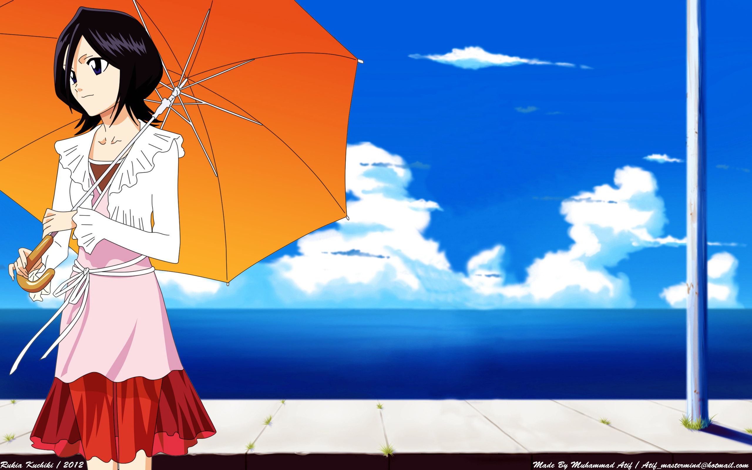 Free download wallpaper Anime, Sky, Sea, Bleach, Cloud, Rukia Kuchiki on your PC desktop