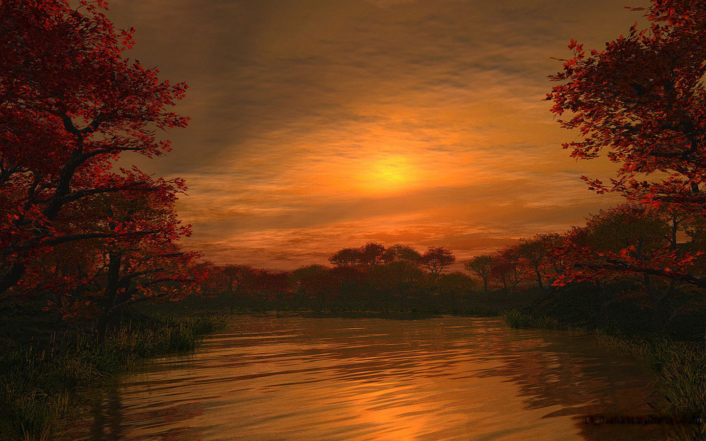 lake, sunset, earth