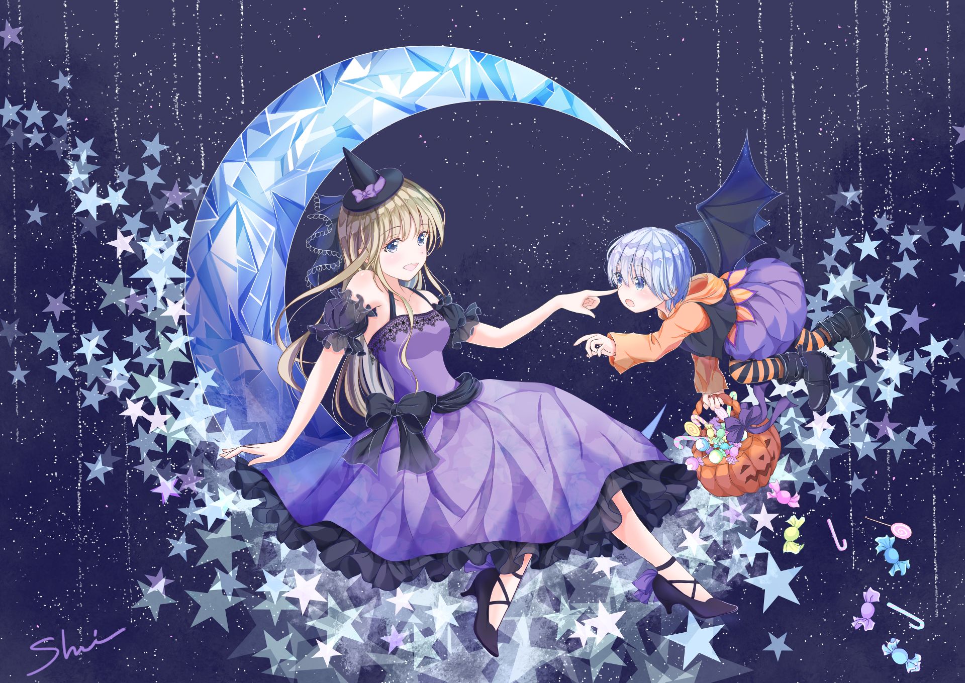 Download mobile wallpaper Anime, Halloween, Pumpkin, Original for free.