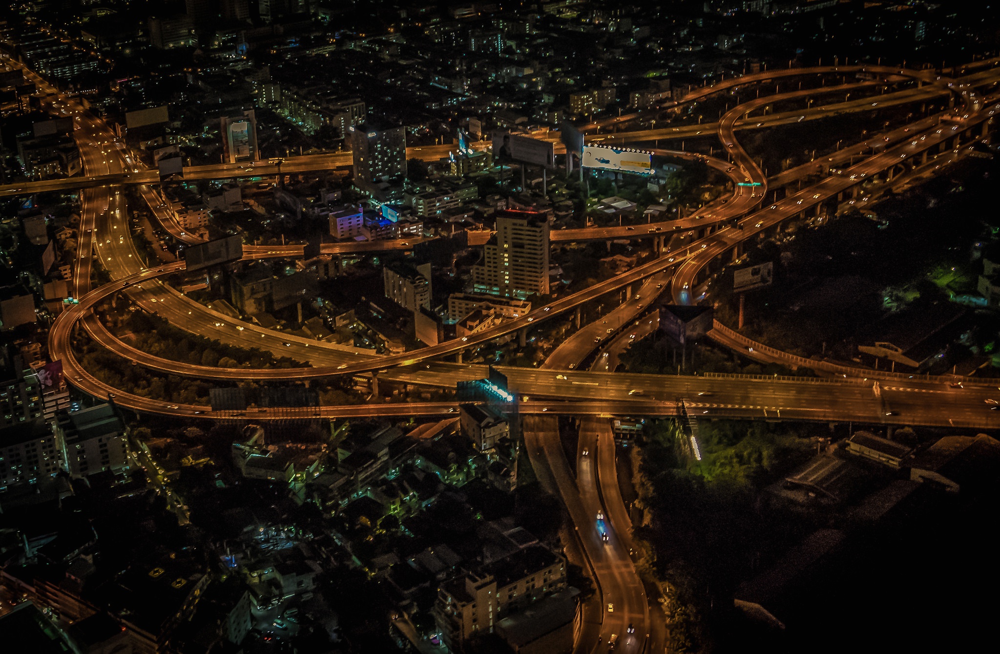 Free download wallpaper Cities, Night, City, Building, Thailand, Highway, Aerial, Bangkok, Man Made on your PC desktop