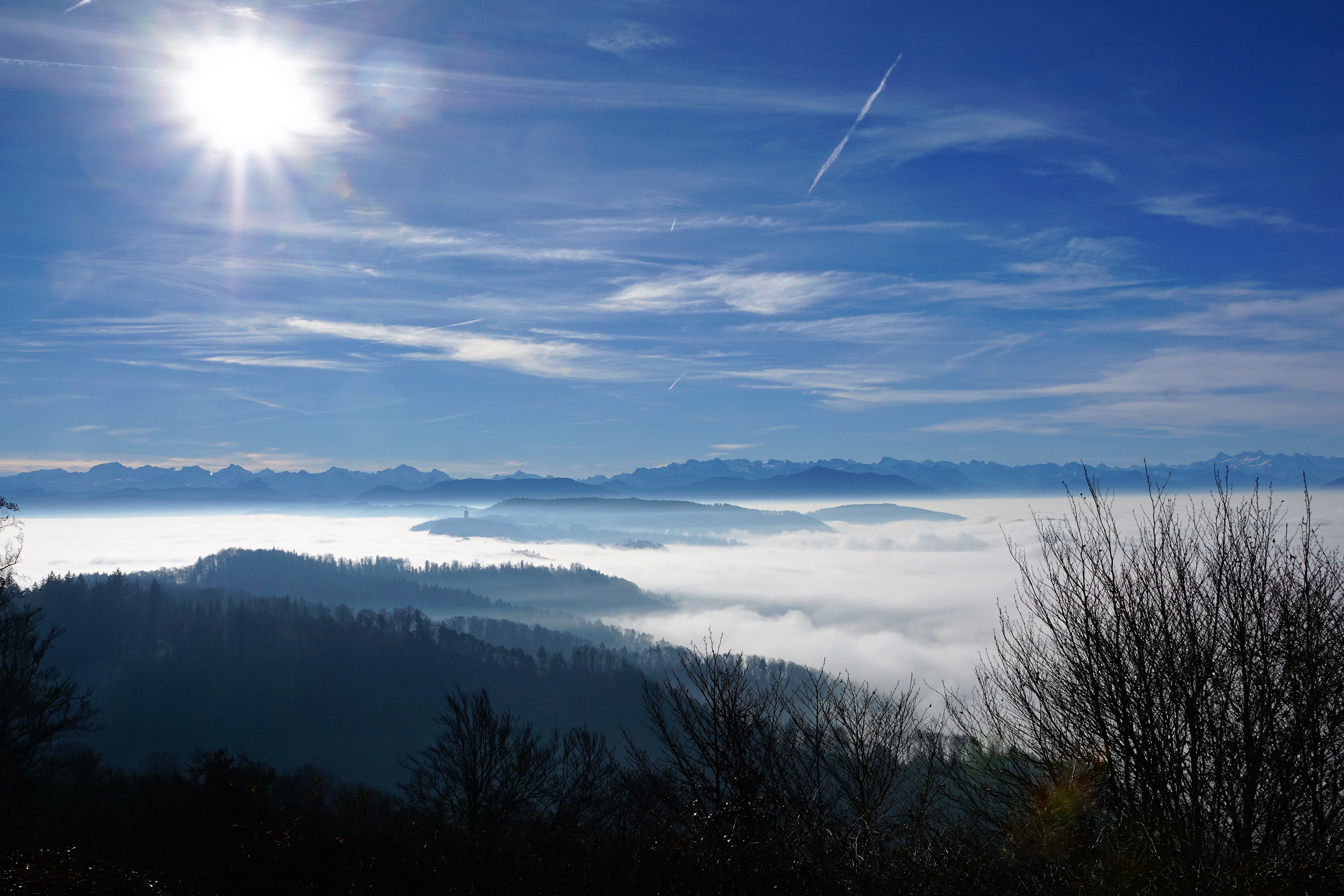 77948 завантажити картинку природа, гори, туман, швейцарія, цюріх, цюріху - шпалери і заставки безкоштовно