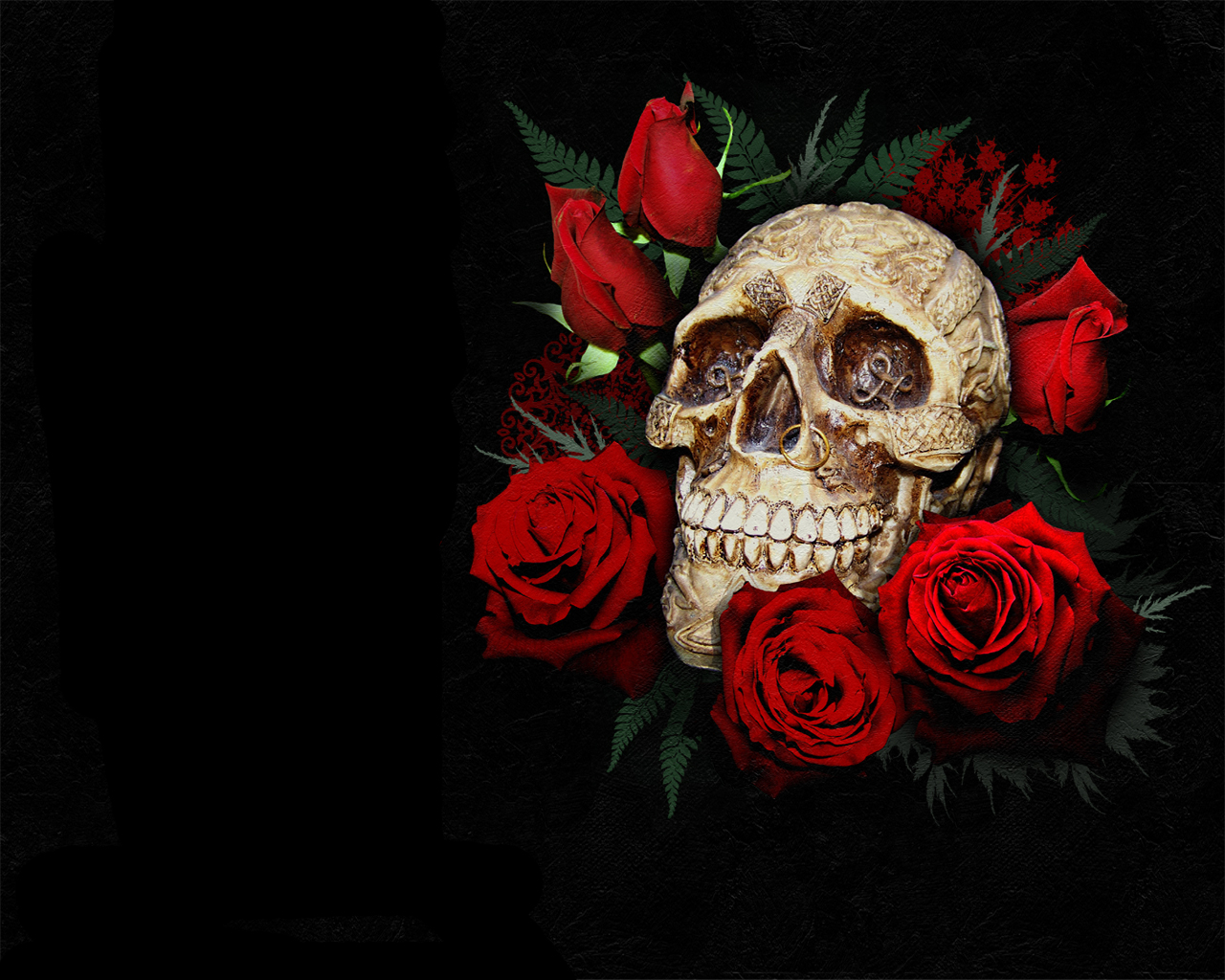 Free download wallpaper Dark, Rose, Skull on your PC desktop