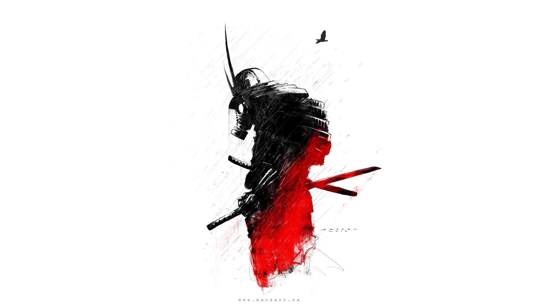 Free download wallpaper Fantasy, Drawing, Gas Mask, Samurai on your PC desktop