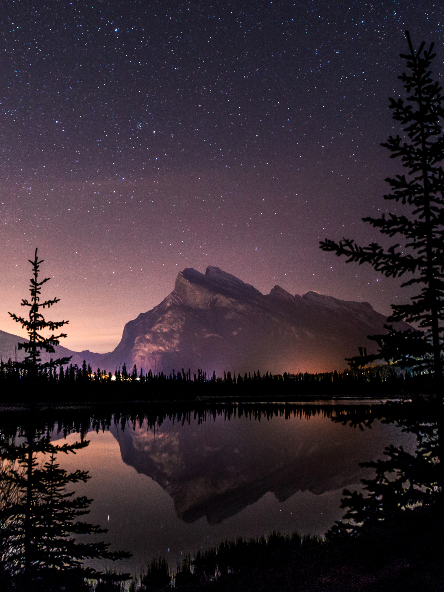 Download mobile wallpaper Landscape, Sky, Mountain, Lake, Starry Sky, Earth for free.