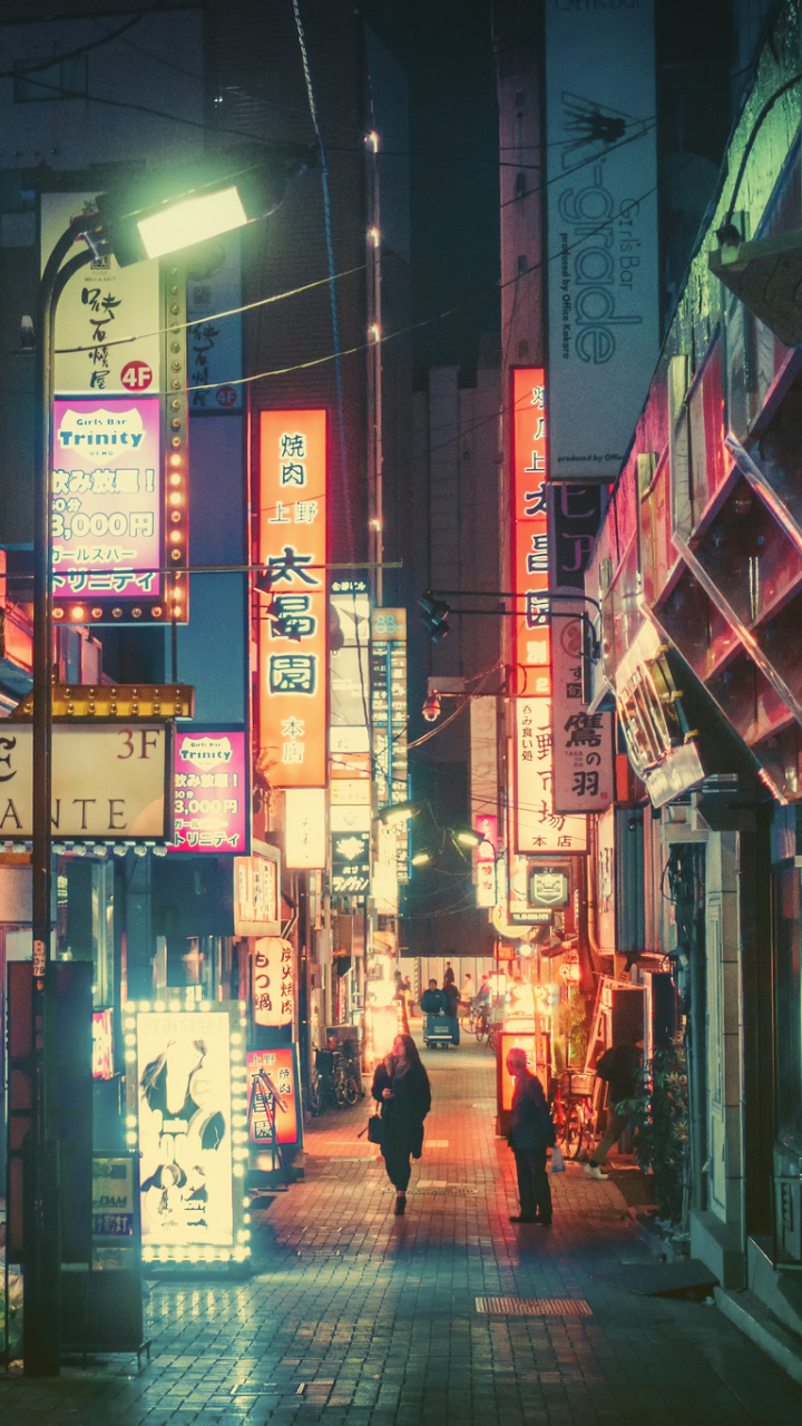 Скачати мобільні шпалери Міста, Ніч, Місто, Неон, Японія, Токіо, Створено Людиною безкоштовно.