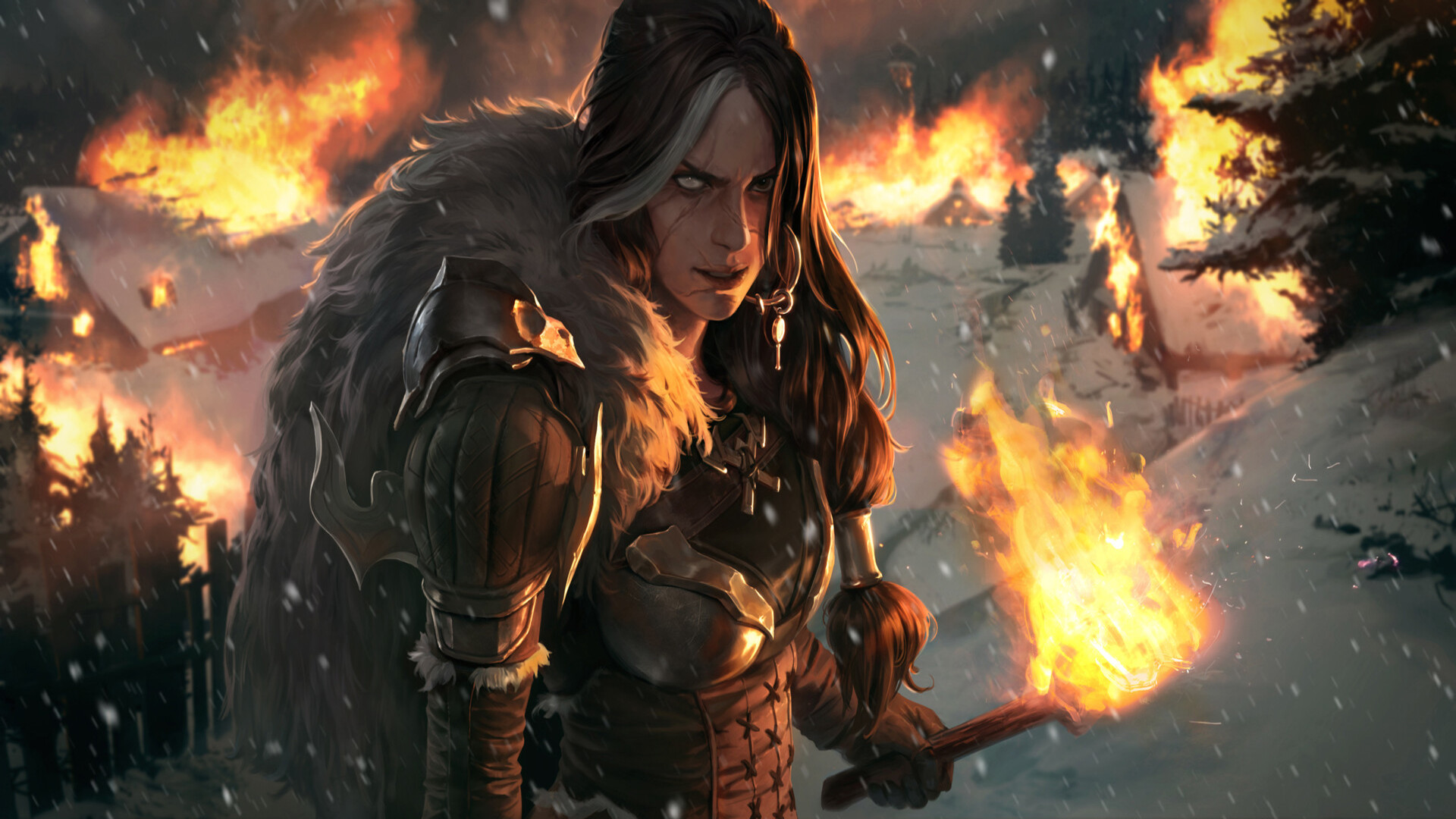 video game, legends of runeterra, torch, woman warrior