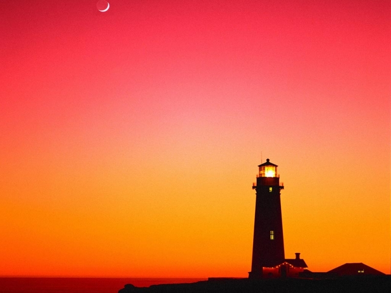 lighthouses, landscape, red QHD