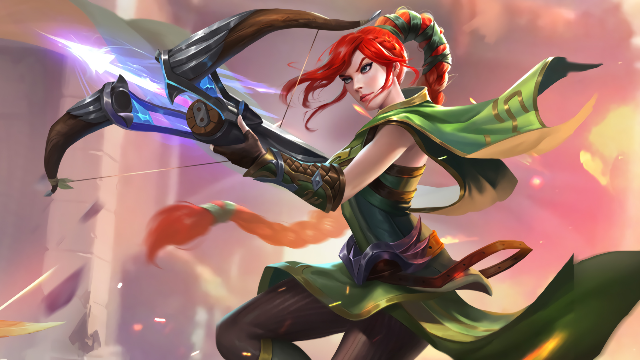 Download mobile wallpaper Braid, Crossbow, Video Game, Red Hair, Woman Warrior, Paladins (Video Game), Paladins for free.