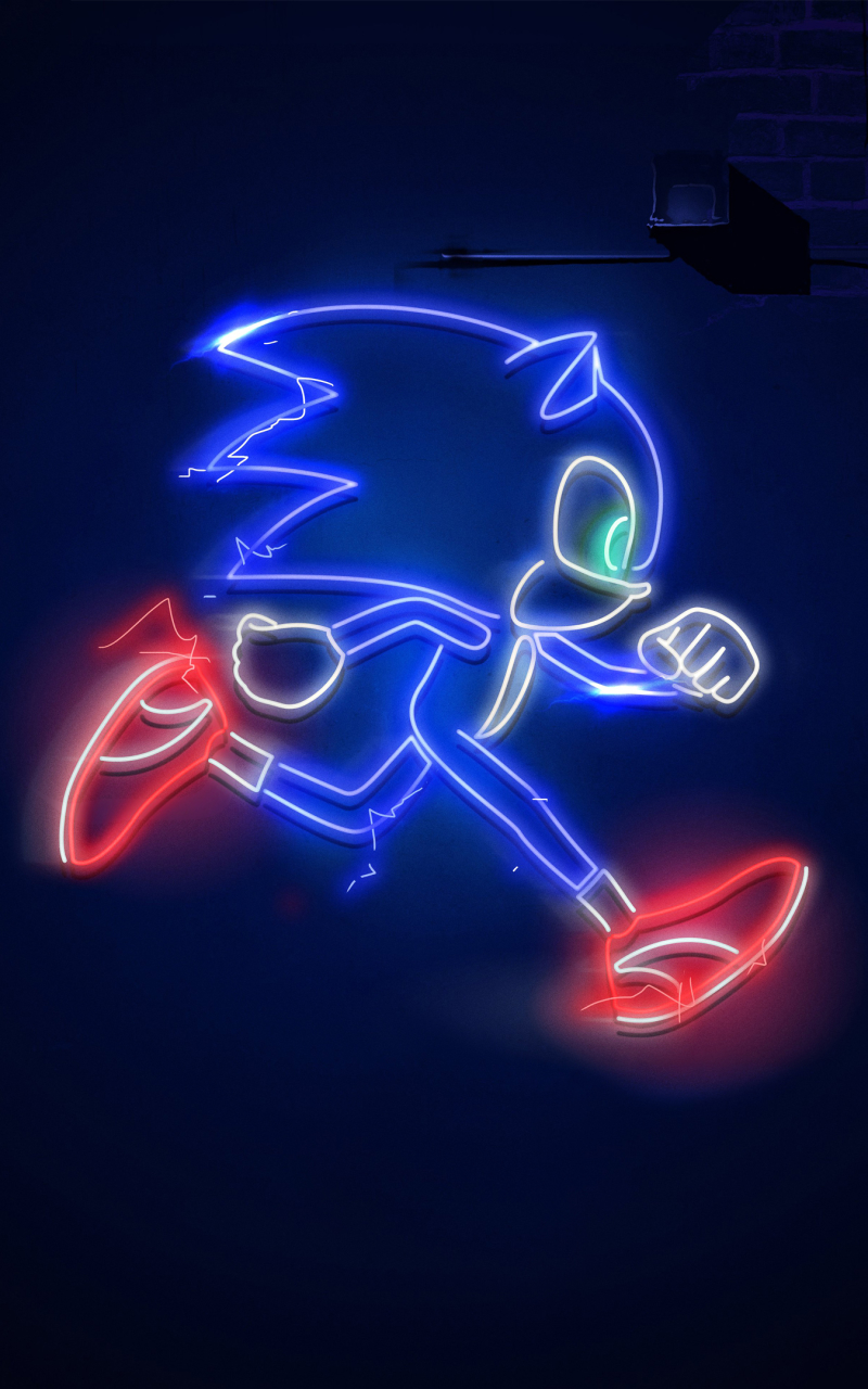 Download mobile wallpaper Neon, Movie, Sonic The Hedgehog, Sonic for free.