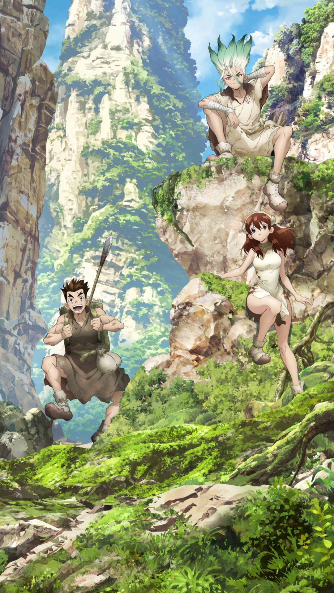 Download mobile wallpaper Anime, Dr Stone, Senku Ishigami, Taiju Oki, Yuzuriha Ogawa for free.