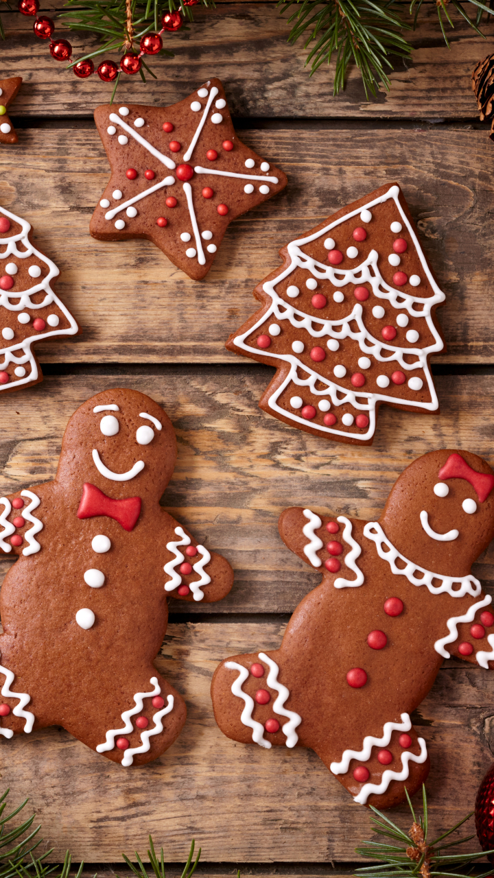 Téléchargez des papiers peints mobile Nourriture, Noël, Décorations De Noël, Biscuit, Pain D'épice gratuitement.