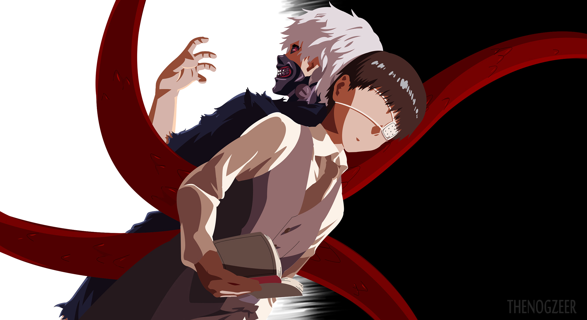 Download mobile wallpaper Anime, Book, Tie, Red Eyes, Brown Hair, White Hair, Eye Patch, Tokyo Ghoul:re, Ken Kaneki, Tokyo Ghoul, Kagune (Tokyo Ghoul), Tokyo Ghoul √A for free.