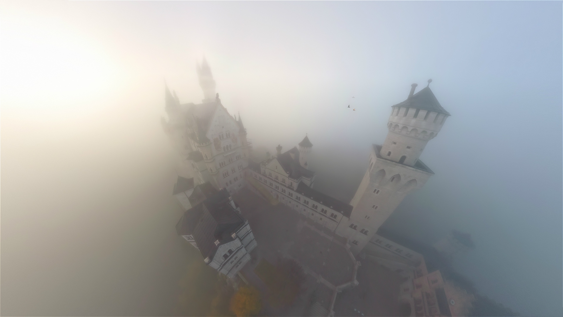 無料モバイル壁紙霧, ノイシュヴァンシュタイン城, マンメイドをダウンロードします。