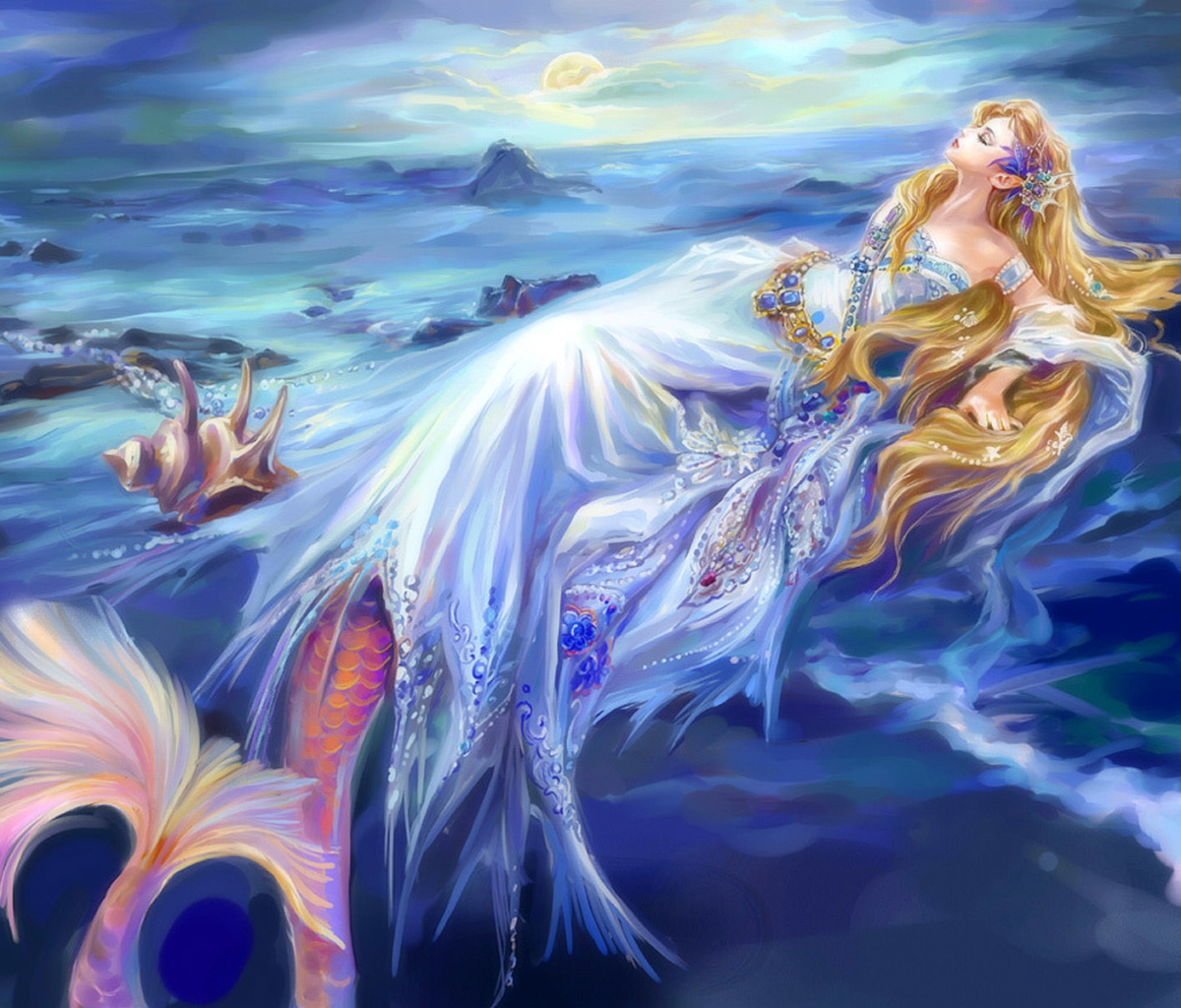 Descarga gratuita de fondo de pantalla para móvil de Fantasía, Ángel, Sirena.
