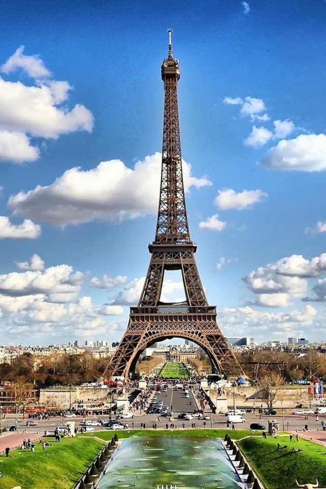 Скачати мобільні шпалери Вода, Париж, Ейфелева Вежа, Пам'ятники, Франція, Створено Людиною безкоштовно.