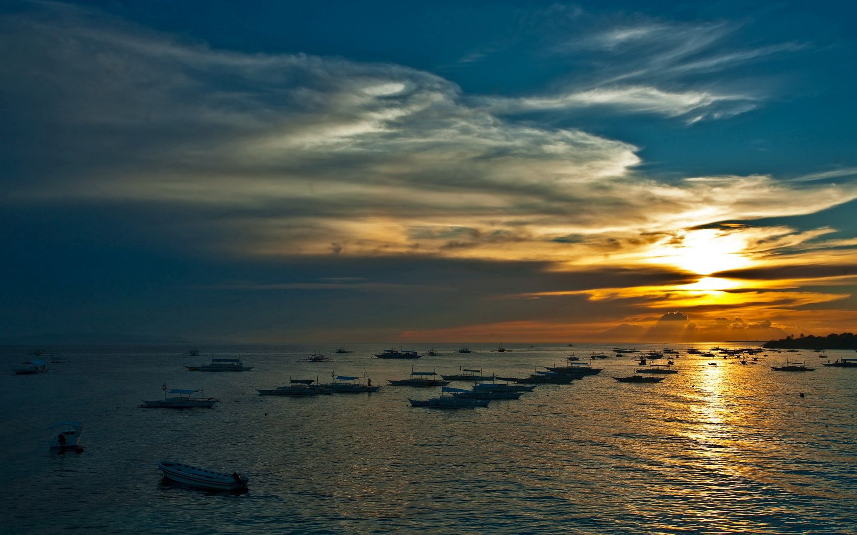 Laden Sie das Natur, Sunset, Sky, Dämmerung, Twilight, Sea, Boote-Bild kostenlos auf Ihren PC-Desktop herunter