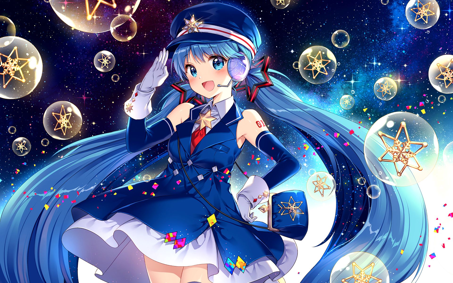 Download mobile wallpaper Anime, Christmas, Vocaloid, Hat, Blue Eyes, Blue Hair, Hatsune Miku, Long Hair for free.