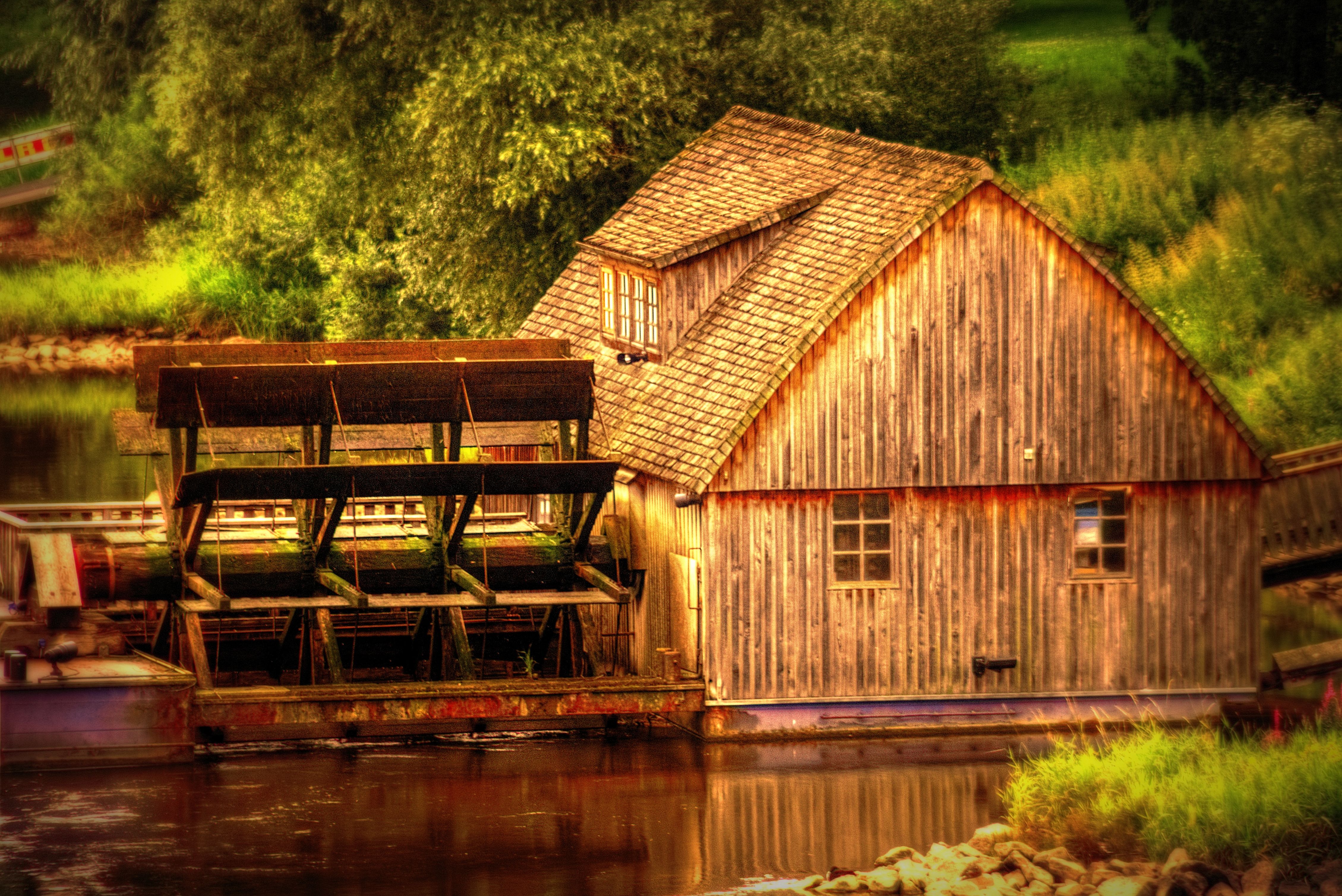 Free download wallpaper Hdr, Man Made, Watermill on your PC desktop