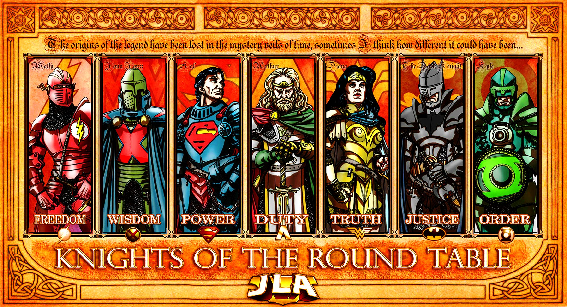 comics, justice league, aquaman, batman, dc comics, flash, green lantern, knights of the round table, martian manhunter, superman, wonder woman
