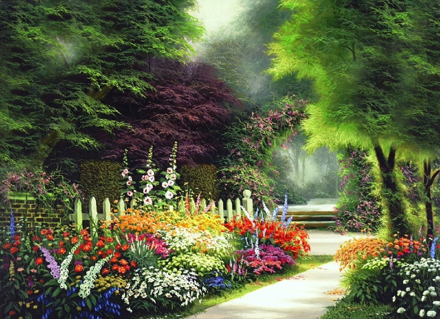 Free download wallpaper Flower, Tree, Garden, Painting, Spring, Artistic on your PC desktop