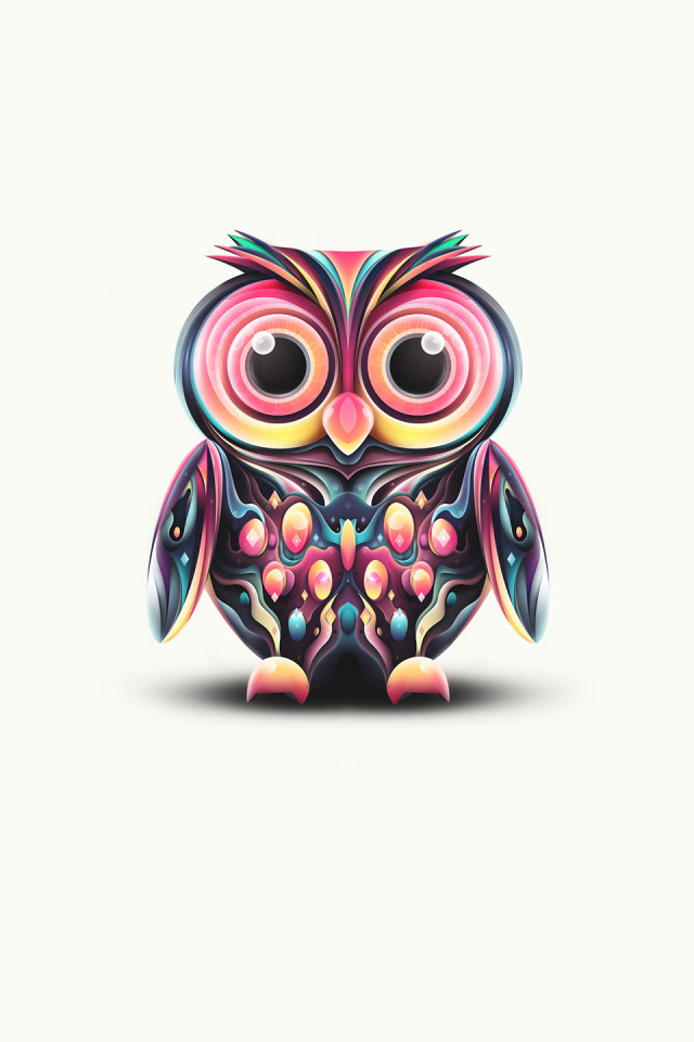 Download mobile wallpaper Owl, Colors, Artistic, Psychedelic, Minimalist for free.