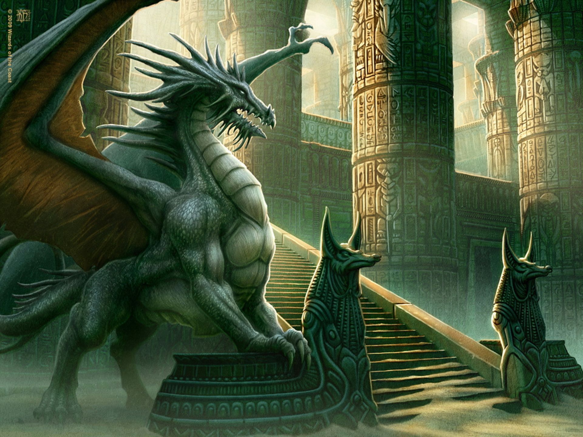 Full HD Wallpaper dragons, fantasy, green