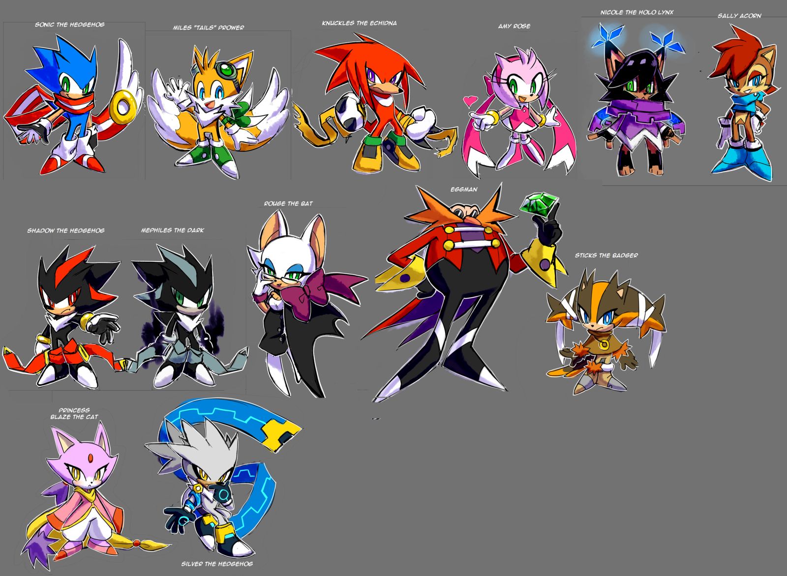 video game, sonic the hedgehog, amy rose, knuckles the echidna, mephiles the dark, miles 'tails' prower, nicole the holo lynx, rouge the bat, sally acorn, shadow the hedgehog, silver the hedgehog, sonic