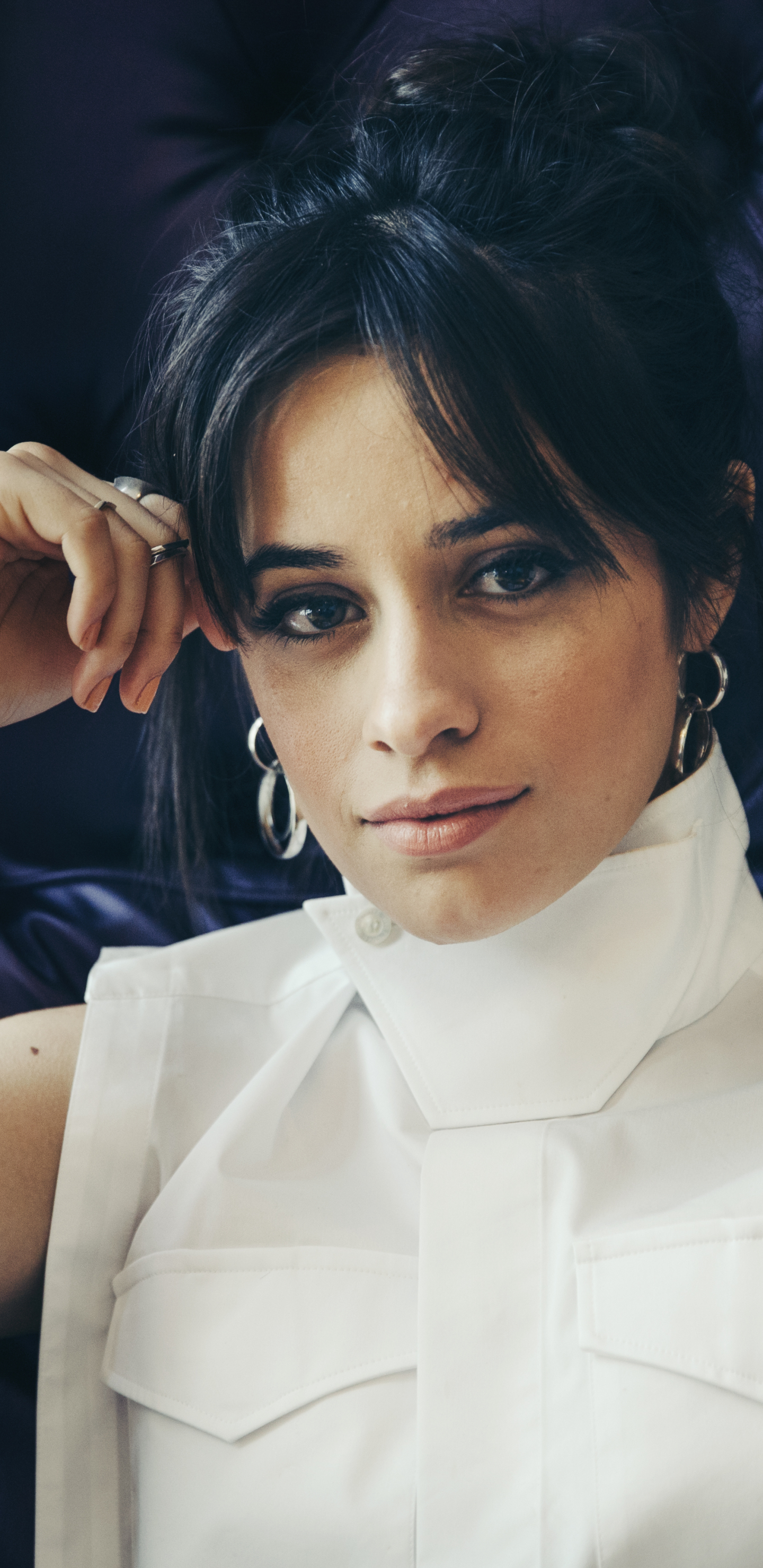 Download mobile wallpaper Music, Singer, Earrings, Brown Eyes, Black Hair, Latina, Camila Cabello for free.