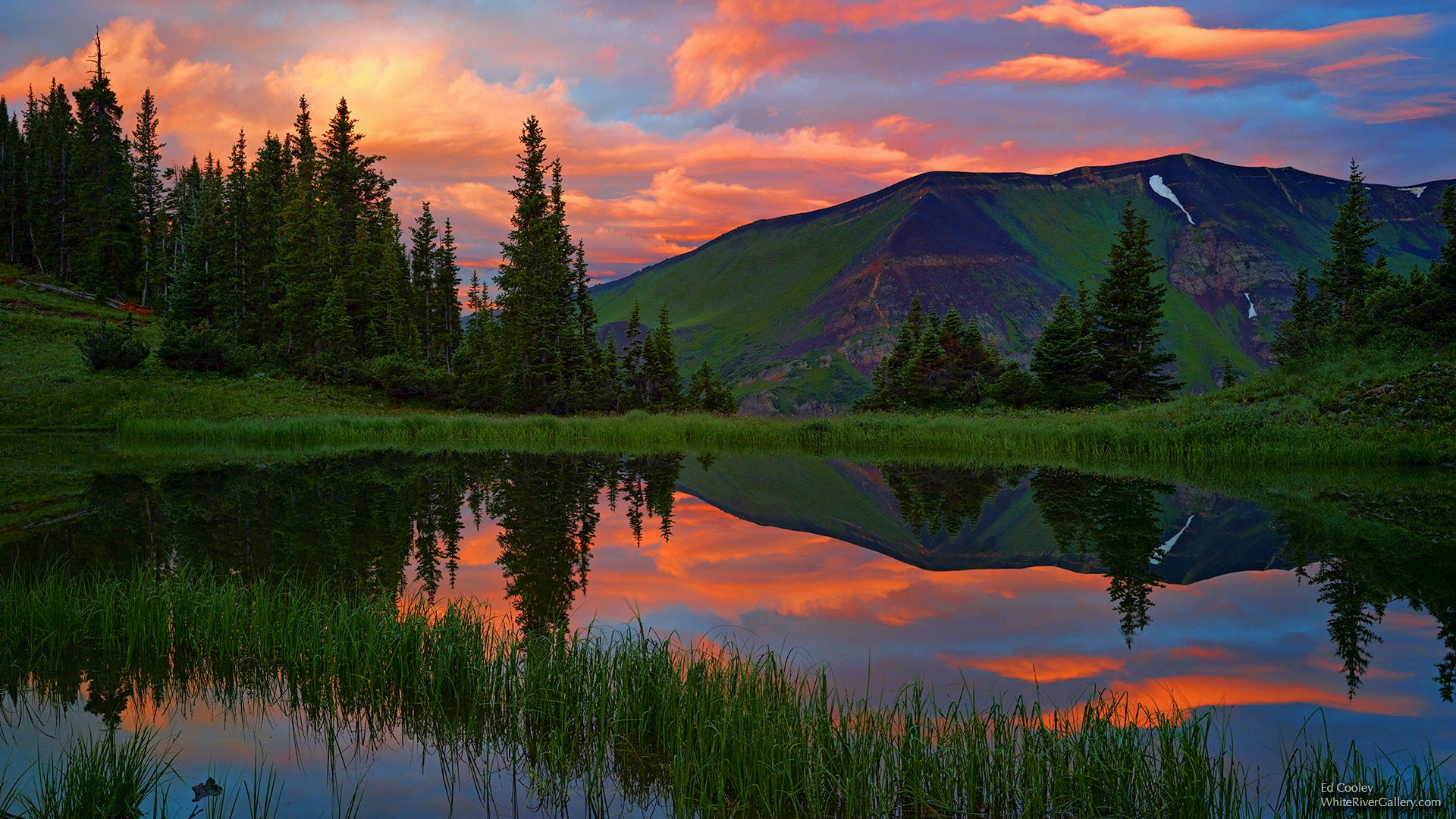 Laden Sie das See, Baum, Gebirge, Wolke, Himmel, Sonnenuntergang, Erde/natur, Spiegelung-Bild kostenlos auf Ihren PC-Desktop herunter