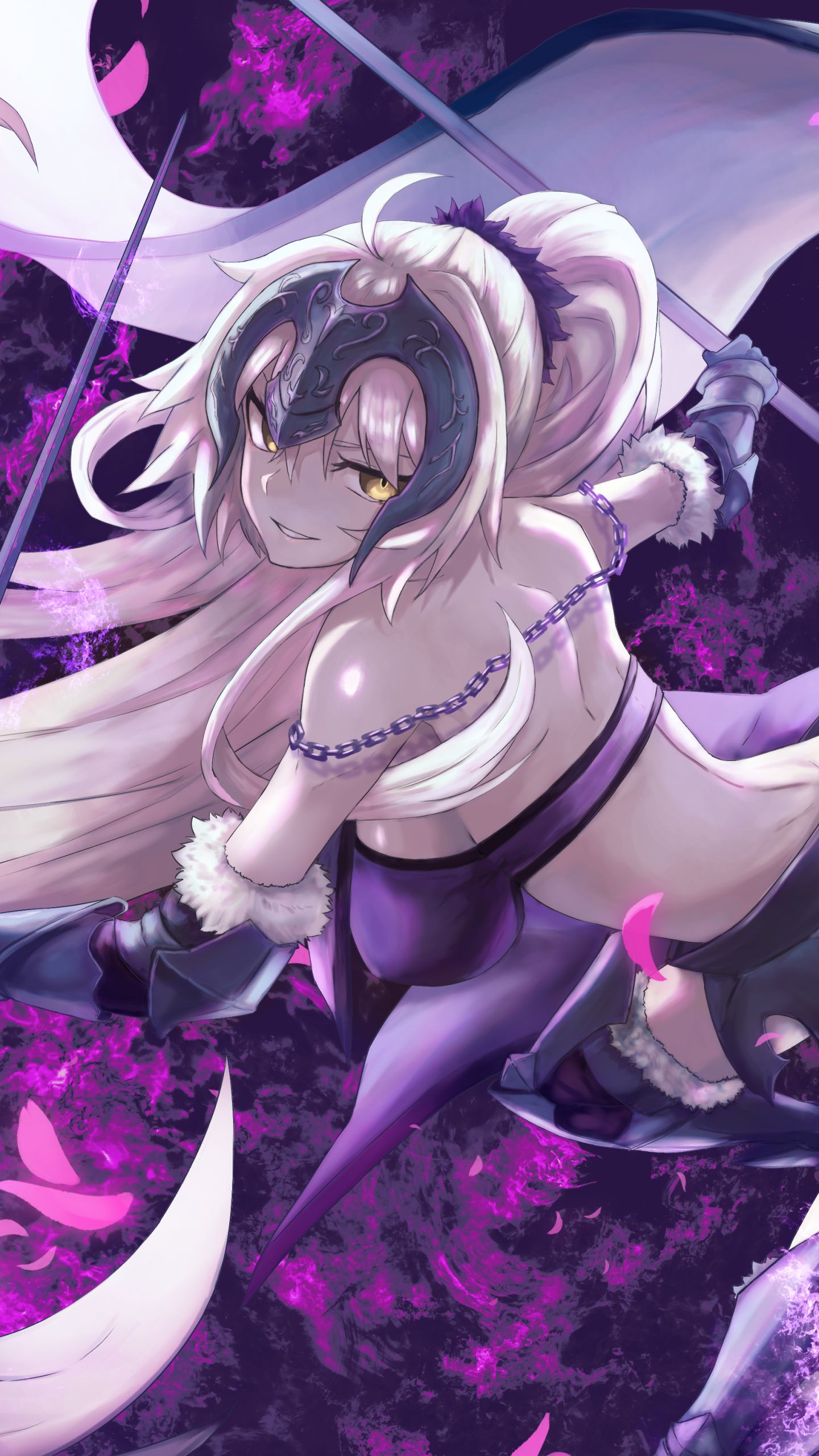 Free download wallpaper Anime, Purple, Yellow Eyes, Long Hair, White Hair, Fate (Series), Fate/grand Order, Jeanne D'arc Alter, Avenger (Fate/grand Order), Fate Series on your PC desktop